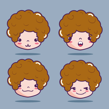 boy head with emotion faces message vector illustrationのイラスト素材