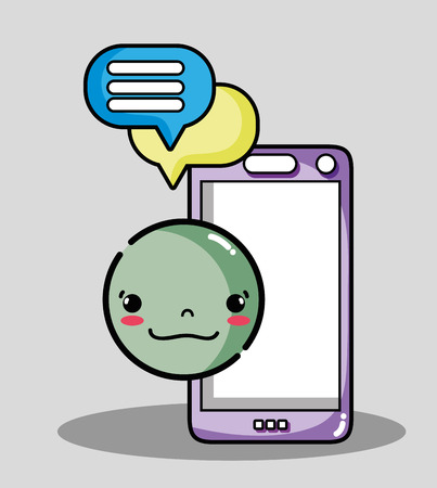 smartphone with chat bubble emoji faceのイラスト素材