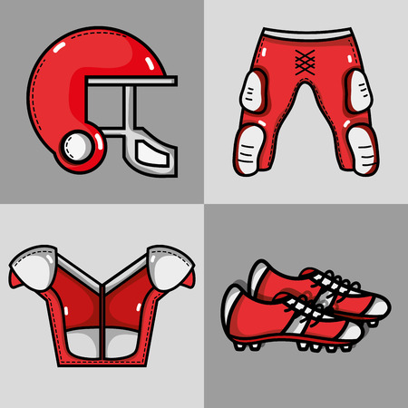 set american football clothes element protectionのイラスト素材