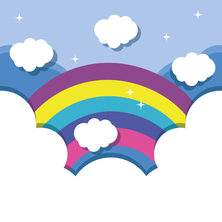 A nice landscape with rainbow and clouds design vector illustrationのイラスト素材