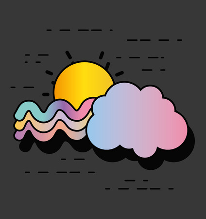 waves rainbow with sun and cloud design vector illustrationのイラスト素材