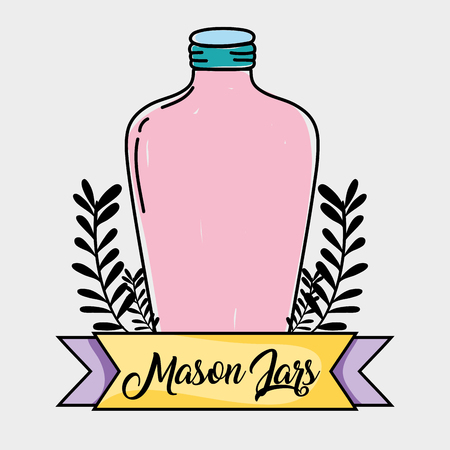 Plants with jar mason preserve style.のイラスト素材