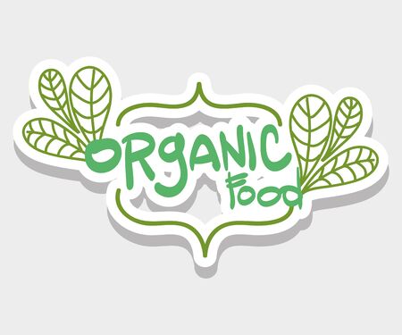 Organic food message with natural leaves design illustrationのイラスト素材