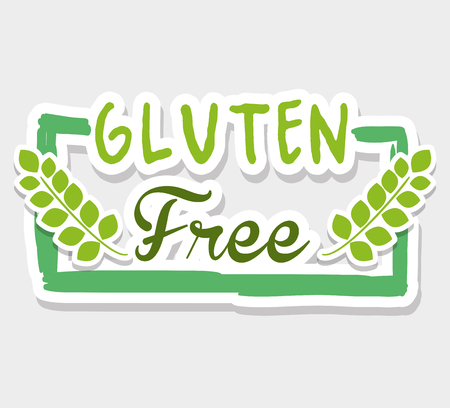 Gluten free message with organic leaves calligraphy illustration.のイラスト素材