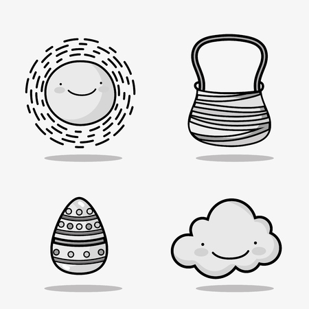 Set of Easter celebration holiday decoration illustration.のイラスト素材