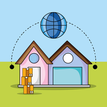 Delivery transport shipping business service vector illustrationのイラスト素材