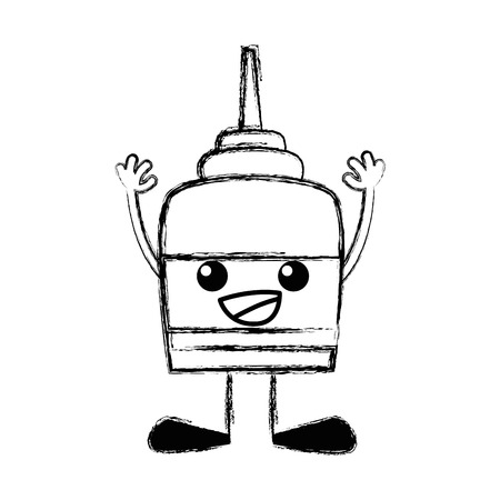 figure happy and tender glue object  with arms and legs vector illustrationのイラスト素材