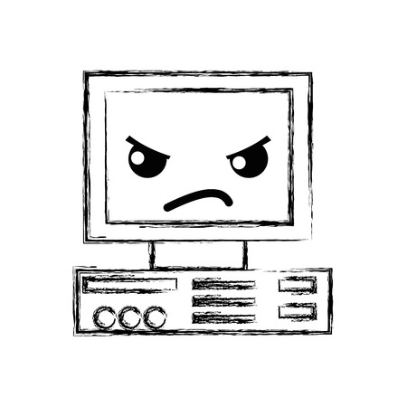 figure angry and cute computer technology vector illustrationのイラスト素材