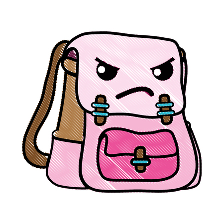 Grated angry and cute bag object vector illustrationのイラスト素材