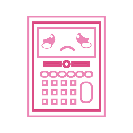 color line crying and tender calculator object kawaii vector illustrationのイラスト素材