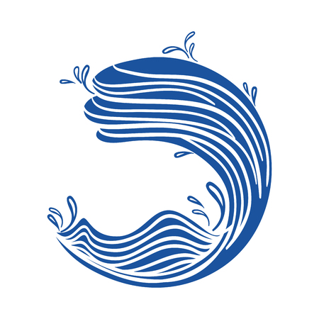 Line icon with waves shape and splashes vector illustrationのイラスト素材