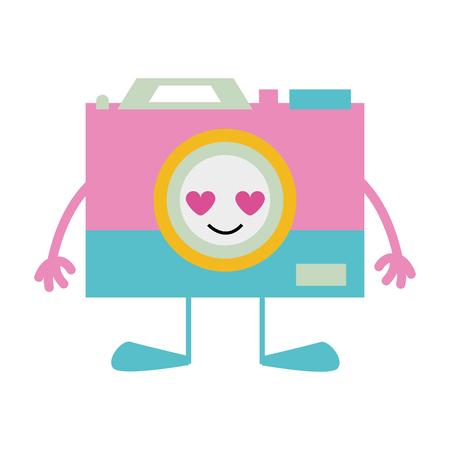Colorful camera in love kawaii with arms and legsのイラスト素材