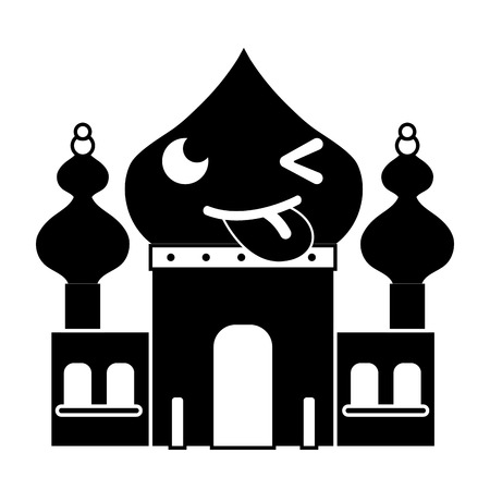 Contour funny taj mahal kawaii cartoon vector illustrationのイラスト素材