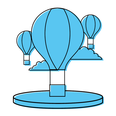 Color air balloons fly with clouds in the sky vector illustrationのイラスト素材
