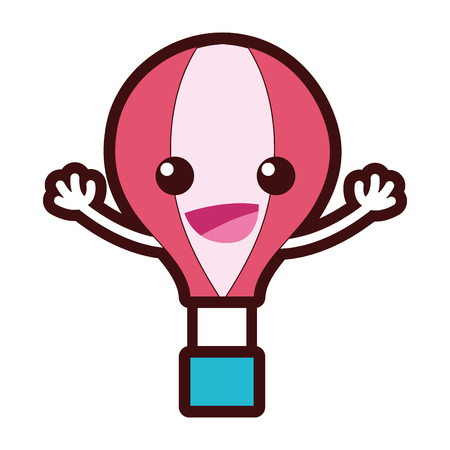 Line color happy air balloon with arms vector illustrationのイラスト素材
