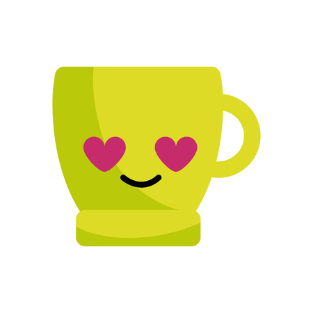 coffee cup in love kawaii cartoonのイラスト素材