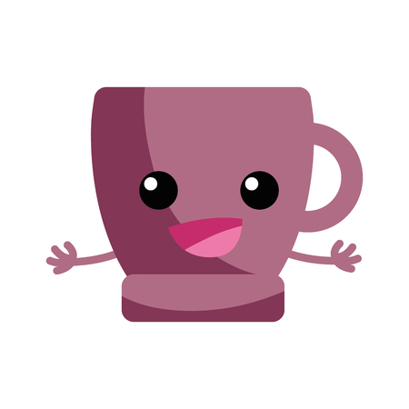 Happy coffee cup kawaii with arms vector illustrationのイラスト素材
