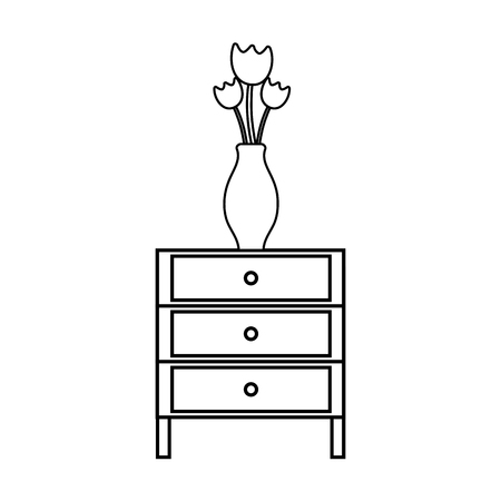 Line cabinet file archive with flowers inside jar vector illustrationのイラスト素材