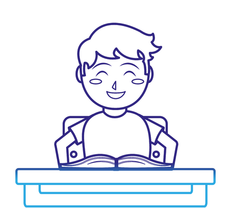Boy and book of school education and lesson theme Isolated design Vector illustrationのイラスト素材