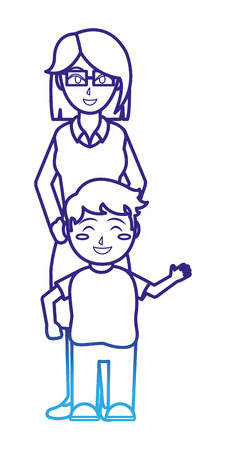 Boy and mother cartoon of kid childhood and little people theme Isolated design Vector illustrationのイラスト素材