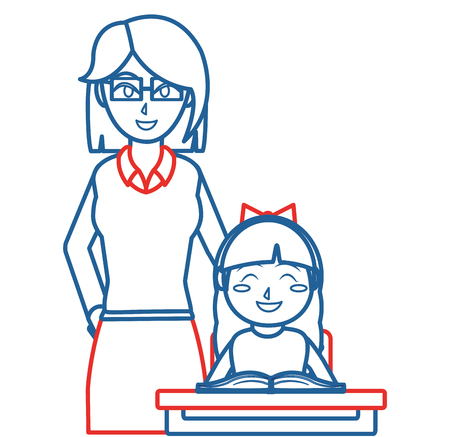 Teacher and girl of school education and lesson theme Isolated design Vector illustrationのイラスト素材