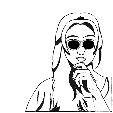 Retro woman of vintage girl and female beauty theme Isolated design Vector illustrationのイラスト素材