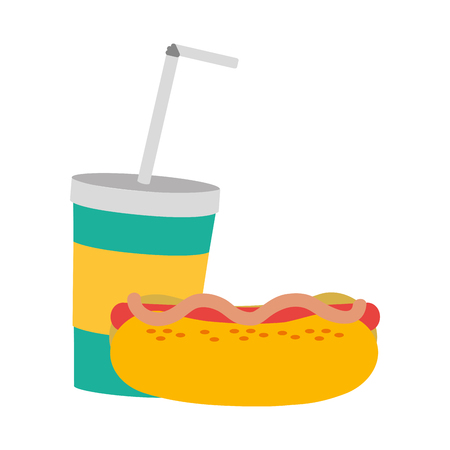 Hot dog and soda of fast food urban and tasty menu theme Isolated design Vector illustrationのイラスト素材