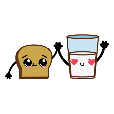 Bread and milk of bakery food culinary and shop theme Isolated design Vector illustration.のイラスト素材