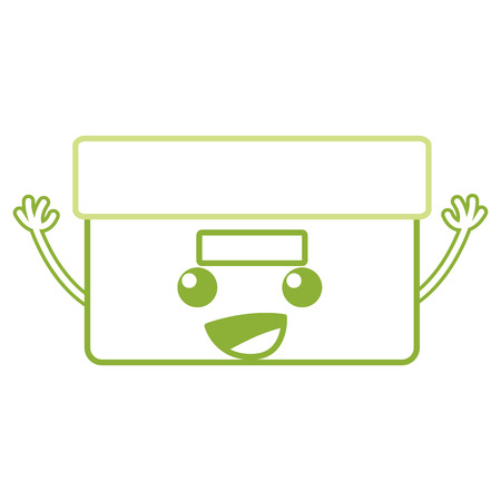 Colored line happy box archive cartoon vector illustration.のイラスト素材