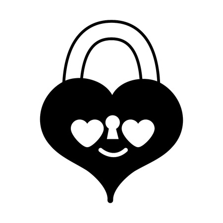 Contour heart padlock in love  personage vector illustration.のイラスト素材