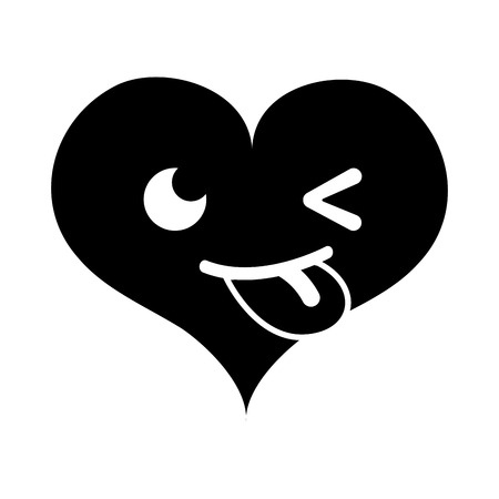 Contour funny heart passion character vector illustration.のイラスト素材