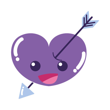 colorful happy heart with arrow kawaii character vector illustrationのイラスト素材