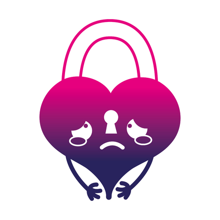 Silhouette crying heart padlock personage vector illustration.のイラスト素材