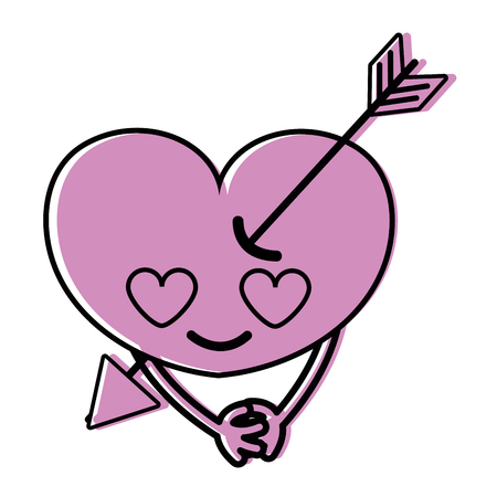 color heart with arrow in love kawaii and arms vector illustrationのイラスト素材