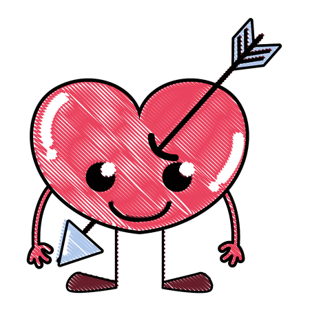 grated smile heart with arrow kawaii with arms and legs vector illustrationのイラスト素材