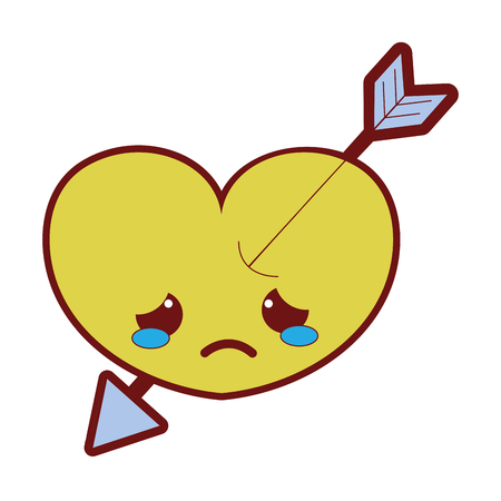 Line color crying heart with arrow character vector illustrationのイラスト素材