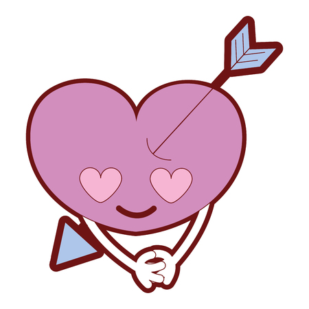 Line color heart with arrow in love and arms vector illustrationのイラスト素材