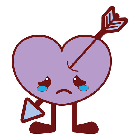 Line colored crying heart with arrow and legs vector illustrationのイラスト素材