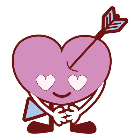 Line color heart with arrow in love with arms and legs vector illustrationのイラスト素材