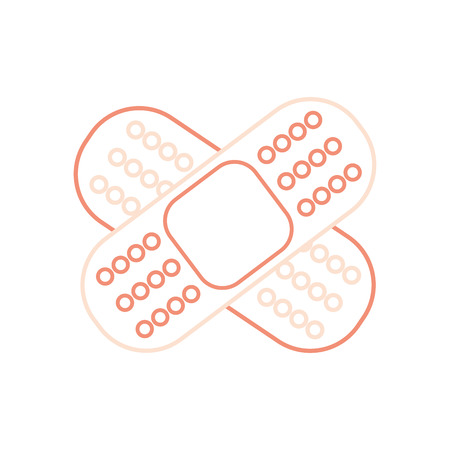 color line aid band adhesive in shape of cross vector illustrationのイラスト素材