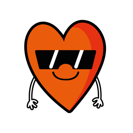 A cute smile heart kawaii with arms and sunglasses vector illustrationのイラスト素材