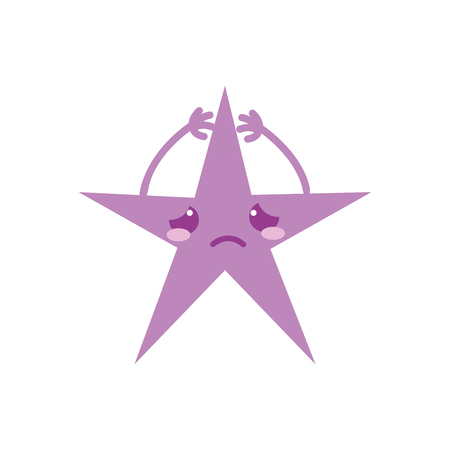 colorful crying shiny star kawaii with arms vector illustrationのイラスト素材