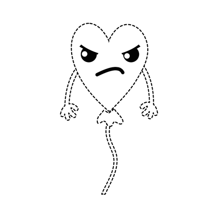 dotted shape angry heart balloon kawaii with arms vector illustrationのイラスト素材