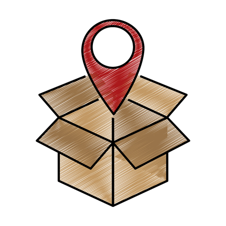 Box and gps of delivery shipping and logistics theme Isolated design Vector illustrationのイラスト素材