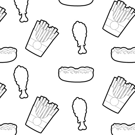 Hot dog fries and drink background of fast food urban and tasty menu theme Isolated design Vector illustrationのイラスト素材