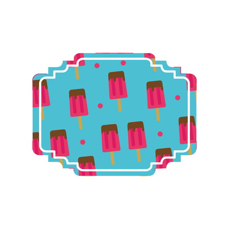 Popsicle label of summer sweet and dessert food theme Isolated design Vector illustration.のイラスト素材