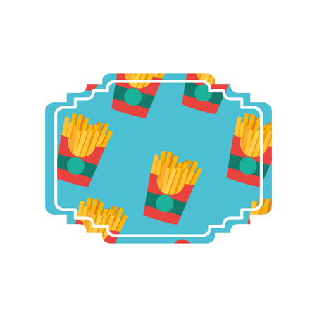 Fries label of fast food urban and tasty menu theme Isolated design Vector illustration.のイラスト素材