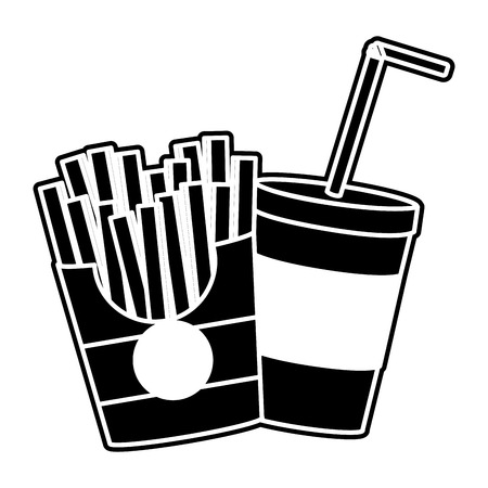 Fries and drink of fast food urban and tasty menu theme Isolated design Vector illustrationのイラスト素材