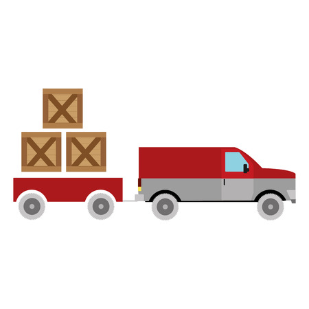Box and truck of delivery shipping and logistics theme, Isolated design Vector illustrationのイラスト素材