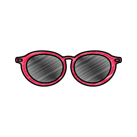 Eyeglass with red frame isolated on white background.のイラスト素材